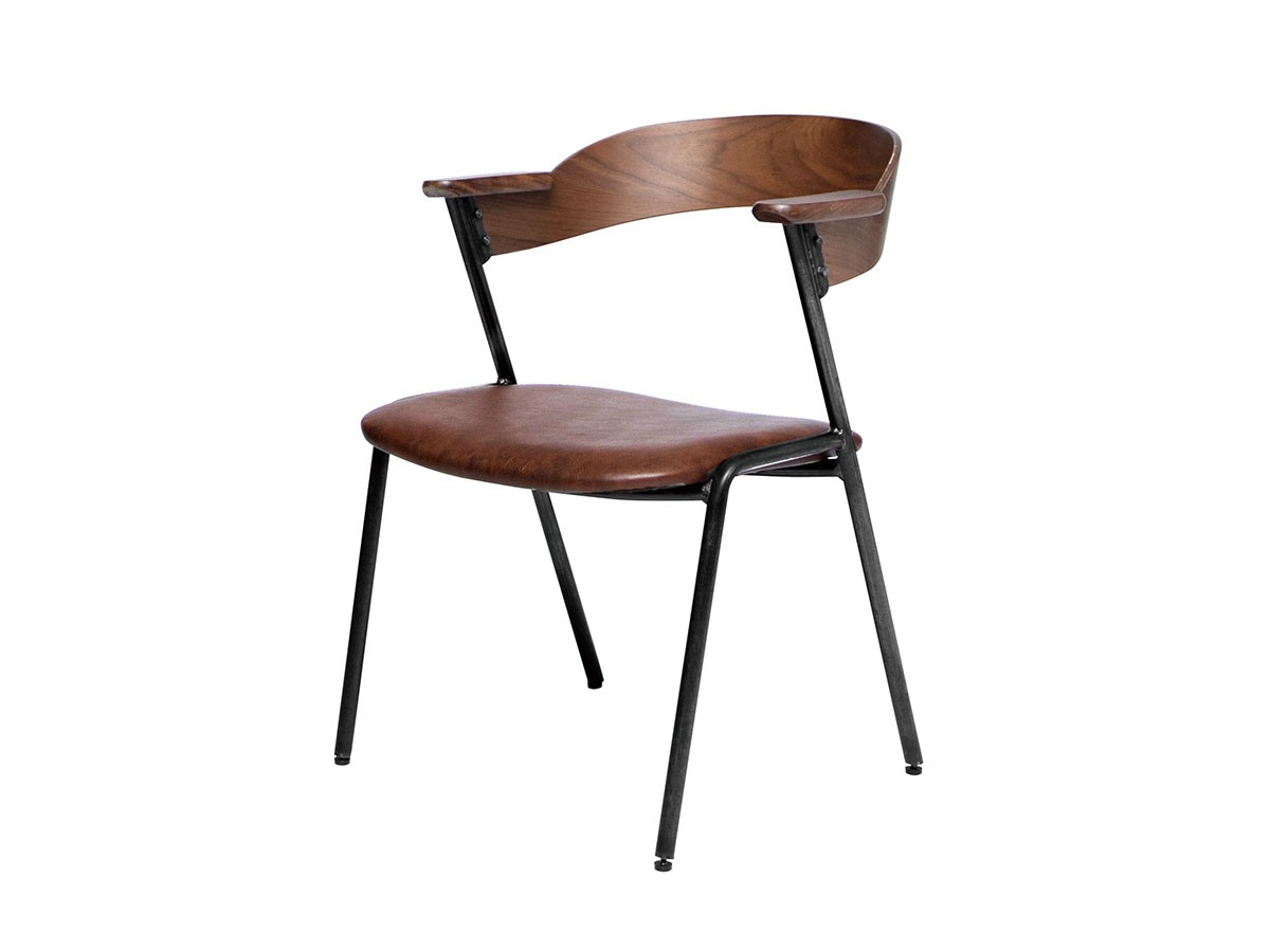 danis short arm chair WN PU / ダニス ショートアームチェア ウォルナット PU